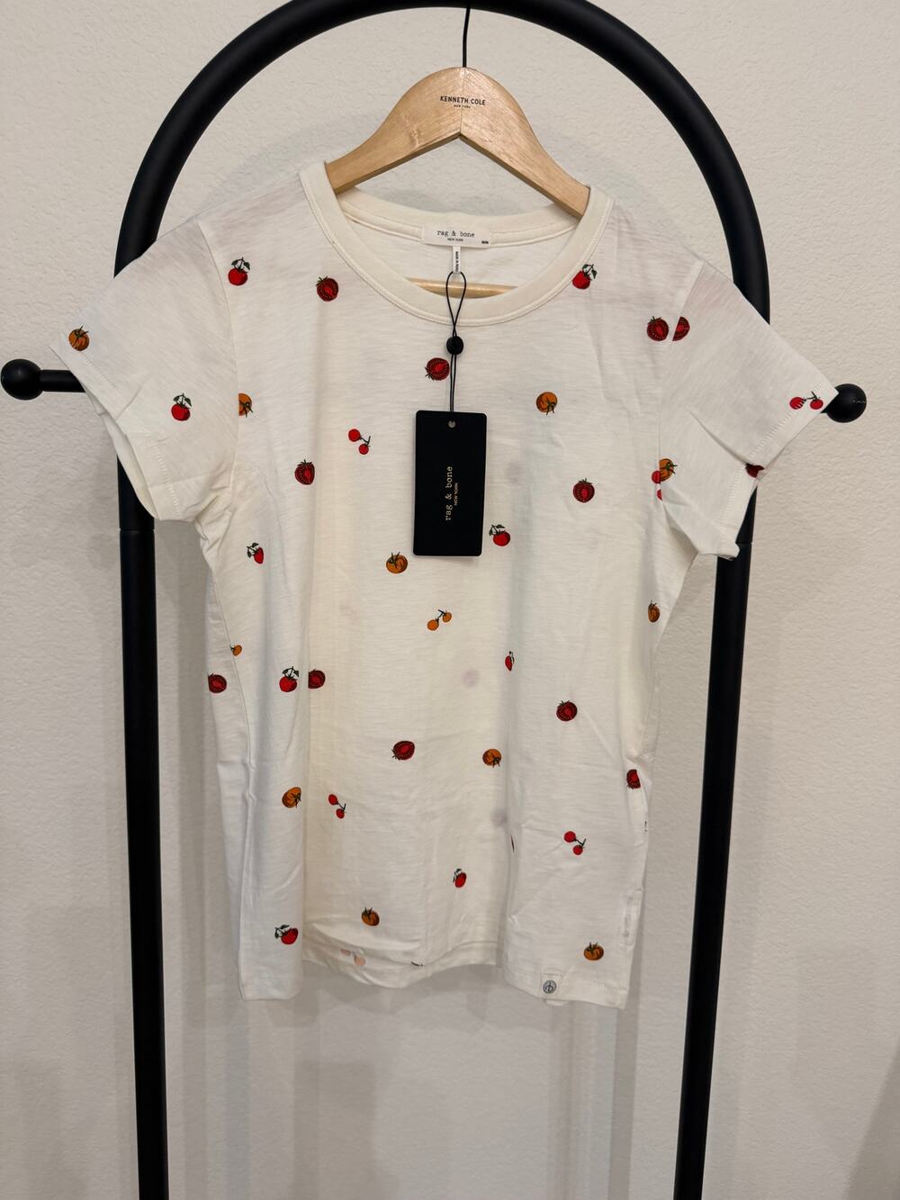 Rag & Bone NEW Tomatoes Pima Cotton Graphic Baby Tee, Medium